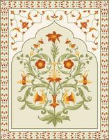 tradition Mughal motif, fantaisie fleurs dans rétro, ancien style. botanique floral ethnique motif. vecteur