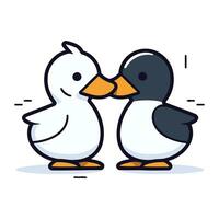 canard couple sur blanc Contexte. vecteur illustration dans branché plat style.