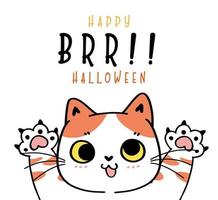 mignon chat drôle ludique jouer fantôme brr heureux halloween costume dessins animés vecteur