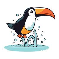 toucan dans le pluie. vecteur illustration sur blanc Contexte.