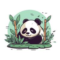 mignonne Panda dans bambou forêt. vecteur illustration. dessin animé style.