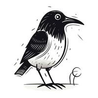 dessin de une corbeau sur une blanc Contexte. vecteur illustration.