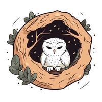 illustration de une mignonne hibou dans une nid. vecteur illustration.