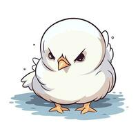 illustration de une mignonne peu blanc Pigeon sur blanc Contexte vecteur