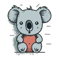 mignonne koala. main tiré vecteur illustration dans dessin animé style.