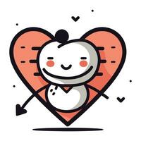 mignonne dessin animé cœur personnage dans l'amour. vecteur illustration pour valentines journée.