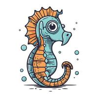 mignonne dessin animé hippocampe. mer animal. vecteur illustration.