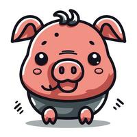 mignonne porc dessin animé mascotte personnage vecteur icône illustration conception