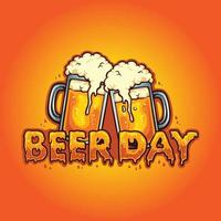 Jour de la bière mixte deux illustrations vectorielles d'alcool en verre vecteur