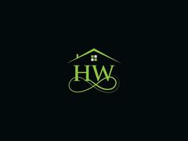 typographie hw bâtiment logo, initiale hw luxe réel biens logo pour vous vecteur