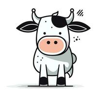 mignonne dessin animé vache vecteur illustration. ferme animal isolé sur blanc Contexte.