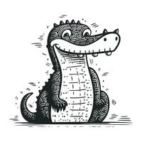 crocodile. main tiré vecteur illustration dans esquisser style.