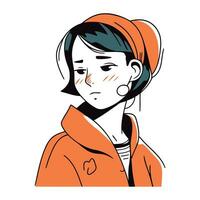 vecteur illustration de une fille dans une rouge veste et Orange casquette.