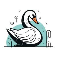 vecteur illustration de une cygne sur le Contexte de le étang.