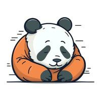 mignonne dessin animé Panda en train de dormir dans Orange ours costume. vecteur illustration.