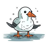 vecteur illustration de une mouette sur une blanc Contexte. dessin animé style.