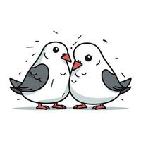 mignonne couple de pigeons. vecteur illustration dans dessin animé style.