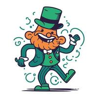 dessin animé lutin avec une moustache et une Haut chapeau vecteur