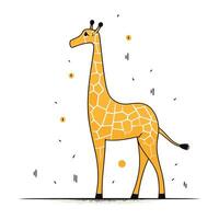 girafe. mignonne dessin animé animal. main tiré vecteur illustration