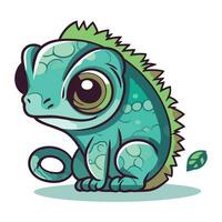 mignonne dessin animé caméléon sur blanc Contexte. vecteur illustration.