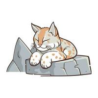 illustration de une chat en train de dormir sur une rock. vecteur illustration.