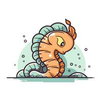 hippocampe. mer animal. vecteur illustration dans dessin animé style.