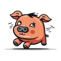 mignonne porc en cours d'exécution. vecteur illustration de une marrant porcin.