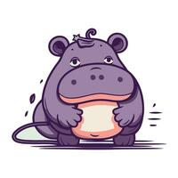 hippopotame. mignonne dessin animé animal. vecteur illustration.