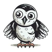 mignonne hibou isolé sur une blanc Contexte. vecteur illustration dans dessin animé style.