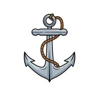 ancre pour voile bateau, élément de océan yacht. Marin marine badge. concept de nautique marin, navire et Voyage. dessin animé illustration isolé sur blanc vecteur