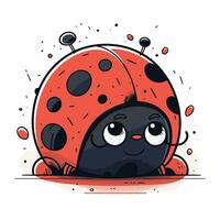 mignonne dessin animé coccinelle isolé sur blanc Contexte. vecteur illustration.