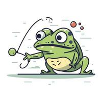 grenouille en jouant le golf. vecteur illustration de une marrant dessin animé grenouille.