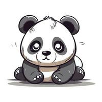 mignonne dessin animé Panda séance sur blanc Contexte. vecteur illustration.