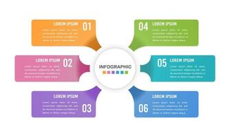 6 les options infographie conception modèle. infographie processus. affaires présentation. vecteur illustration.
