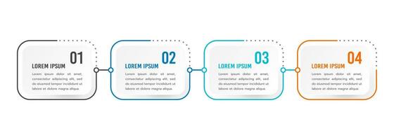 4 processus infographie conception modèle étape à succès. vecteur illustration.