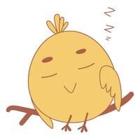 poulet coq en train de dormir Jaune branche icône vecteur