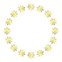 cadre circulaire de flocons de neige dorés vecteur