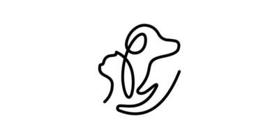 animal de compagnie santé logo conception avec une combinaison de chiens, chats et mains. vecteur