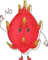 un illustration de une dragon fruit élevage ses main dans une non geste, convoyer une clair message. vecteur