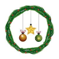 couronne de feuilles tropicales pour noël avec décoration suspendue vecteur