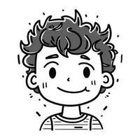 illustration de une dessin animé garçon avec une content expression sur le sien visage vecteur
