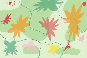 Contexte avec graphique arc biologique formes vert Naturel feuilles, floral, ligne art modèle décoration élément de tropical feuilles, fleurs et branches. fabriqués à la main décoratif abstrait art vecteur