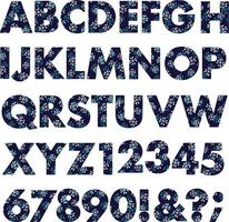 alphabet de flocon de neige de vacances d'hiver bleu mod vecteur