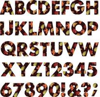 alphabet de modèle vectoriel de feuilles d'automne