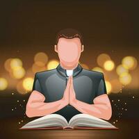 prêtre prier avec livre vecteur