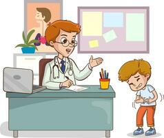 médecin et malade les enfants parlant vecteur illustration