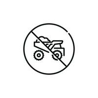 non dumping permis ligne icône signe symbole isolé sur blanc Contexte. non déverser un camion ligne icône vecteur