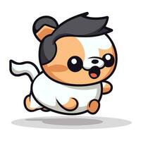 mignonne dessin animé kawaii chien sauter vecteur illustration.