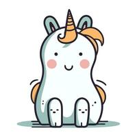 Licorne. mignonne dessin animé personnage. coloré vecteur illustration.