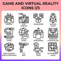 jeu d'icônes de jeu et de réalité virtuelle vecteur